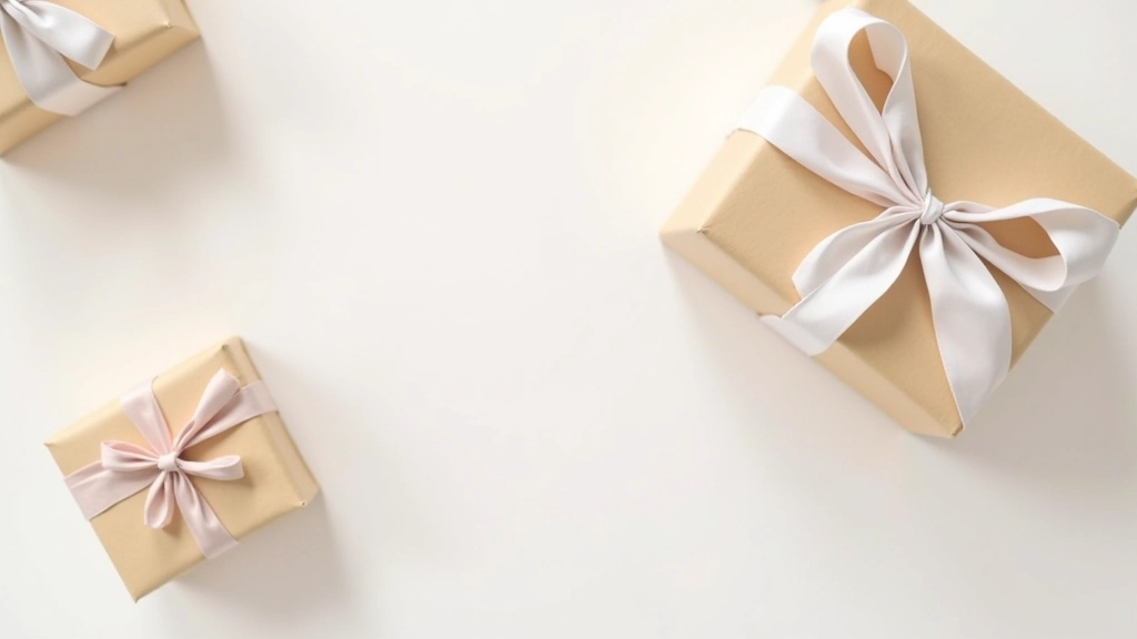 Cadeaux et présents d'usage enveloppés sur table avec reçu